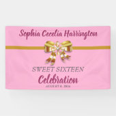 Chic Gold Ribbon Birthday Party Banner (Horizontaal)