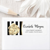 Chic Gold Roos, Black Stripes Address Label (Insitu)