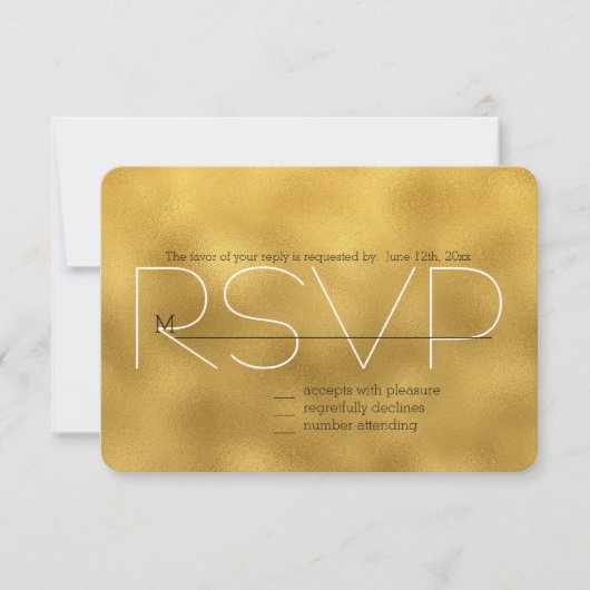 Chic Gold RSVP Kaartje (Voorkant)