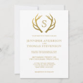 CHIC GOLD | RUSTIC DEER WEDDING MONOGRAM KAART (Voorkant)