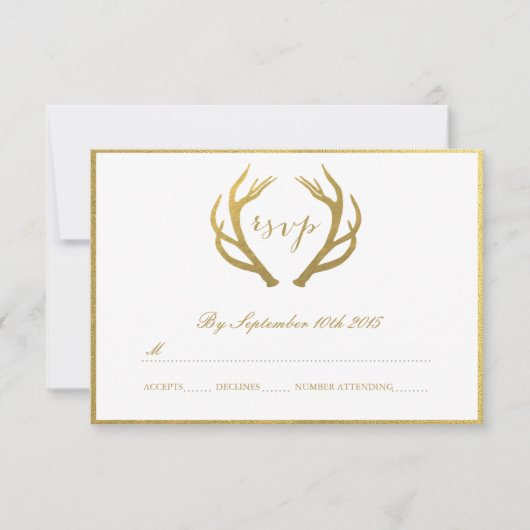 CHIC GOLD | RUSTISCHE ANTLERS RSVP-KAARTEN RSVP KAARTJE (Voorkant)