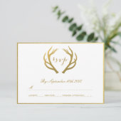 CHIC GOLD | RUSTISCHE ANTLERS RSVP-KAARTEN RSVP KAARTJE (Staand voorkant)