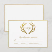 CHIC GOLD | RUSTISCHE ANTLERS RSVP-KAARTEN RSVP KAARTJE (Voorkant / Achterkant)