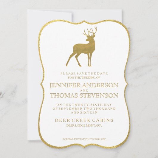 CHIC GOLD | RUSTISCHE DEER BEWAART DE DATUM SAVE THE DATE (Voorkant)