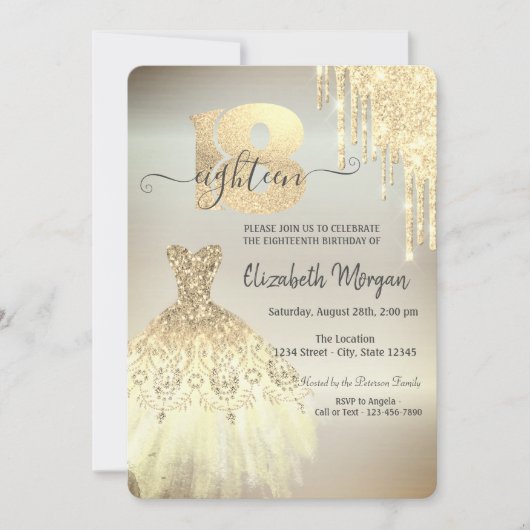 Chic Gold-schijven - 18e uitnodiging (Voorkant)