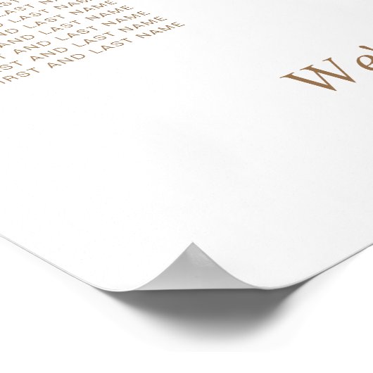 Chic Gold Script 8 Tafel Trouwstoel Grafiek Poster (Hoek)