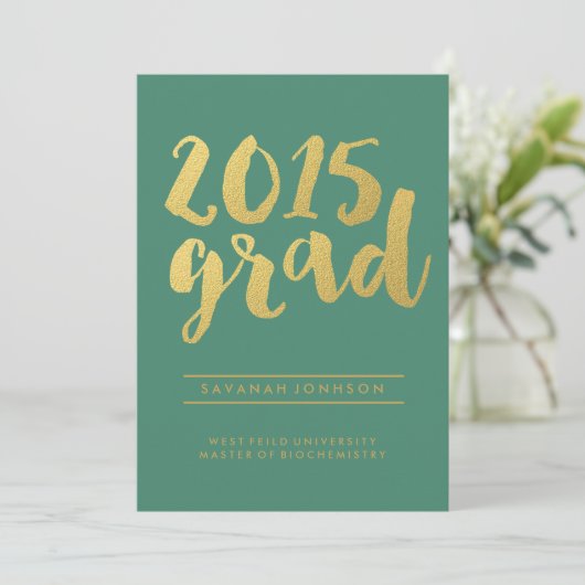 Chic Gold-script | Aankondiging Afstuderen 2015 (Staand voorkant)