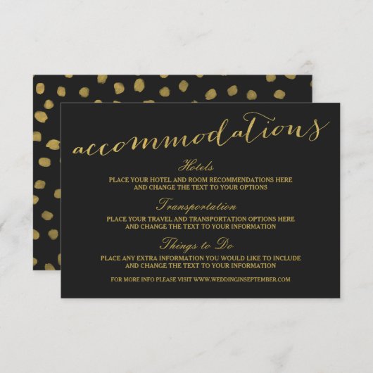 Chic Gold Script-accommodatie Informatiekaartje (Voorkant / Achterkant)