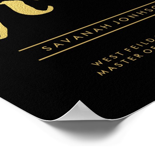 Chic Gold Script | Afstuderen Poster zwart 2015 (Hoek)