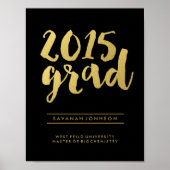Chic Gold Script | Afstuderen Poster zwart 2015 (Voorkant)