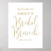 Chic Gold Script Bruids Brunch Welkomstbord Poster (Voorkant)