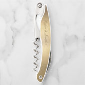 Chic Gold Script Calligraphy Shiny Gold Wedding Kurkentrekker (Voorkant)