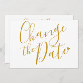 Chic Gold Script Datum verandering uitgesteld Save The Date (Voorkant / Achterkant)
