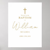 Chic Gold Script Doopsel Doop Welkomstbord Poster (Voorkant)