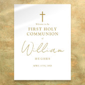 Chic Gold Script Eerste Heilige Communie Welkom Te Poster