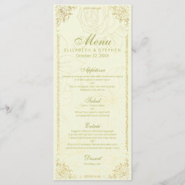 Chic Gold Script Elegant Floral Lijst Wedding Menu
