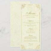 Chic Gold Script Elegant Floral Lijst Wedding Menu (Voorkant / Achterkant)