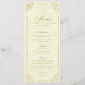 Chic Gold Script Elegant Floral Lijst Wedding Menu (Voorkant)