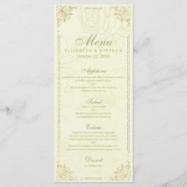 Chic Gold Script Elegant Floral Lijst Wedding Menu