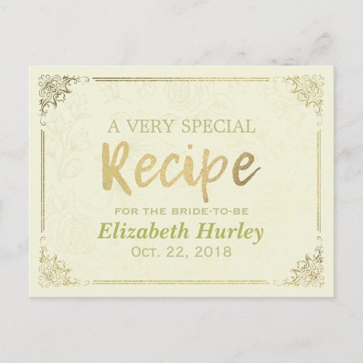 Chic Gold Script Floral Lijst Vrijgezellenfeest Re Uitnodiging Briefkaart (Voorkant)