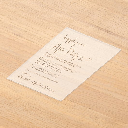 Chic Gold Script Frosted bruiloft receptie Acryl Uitnodigingen (Laagn)