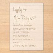 Chic Gold Script Frosted bruiloft receptie Acryl Uitnodigingen (Voorkant)