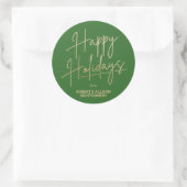 Chic Gold Script Happy Holidays Green Ronde Sticker (Tas)