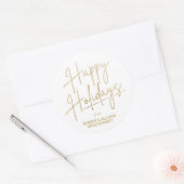 Chic Gold Script Happy Holidays White Ronde Sticker (Envelop)