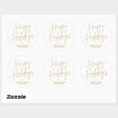 Chic Gold Script Happy Holidays White Ronde Sticker (Vel)