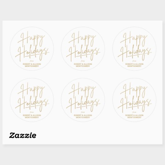 Chic Gold Script Happy Holidays White Ronde Sticker (Vel)