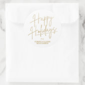 Chic Gold Script Happy Holidays White Ronde Sticker (Tas)