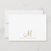 Chic Gold Script Initiaal Koppels Monogram Notitiekaartje (Voorkant)