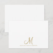 Chic Gold Script Initiaal Koppels Monogram Notitiekaartje (Voorkant / Achterkant)