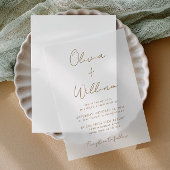 Chic Gold Script Minimalistische bruiloft Vellum Uitnodigingen