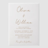 Chic Gold Script Minimalistische bruiloft Vellum Uitnodigingen (Voorkant)