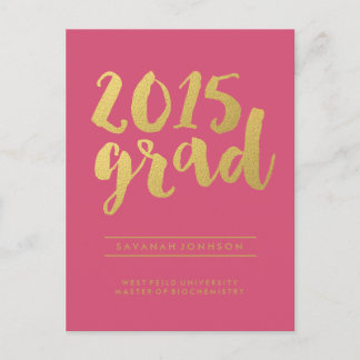 Chic Gold-script | Roze Afstuderen foto Briefkaart