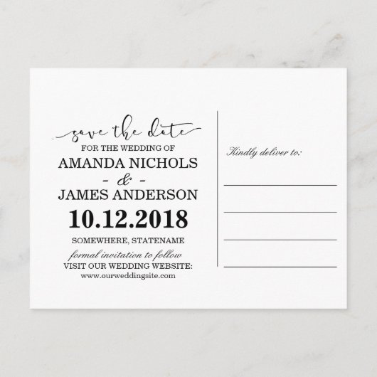 CHIC GOLD SCRIPT SAVE THE DATE AANKONDIGING BLAUW (Achterkant)