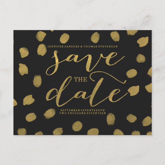 Chic Gold Script Save the Date Briefkaart (Voorkant)
