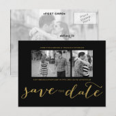 Chic Gold Script Save the Date Briefkaart (Voorkant / Achterkant)