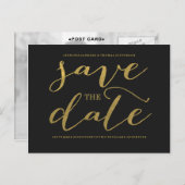 Chic Gold Script Save the Date Briefkaart (Voorkant / Achterkant)