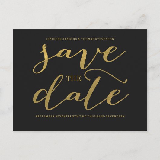 Chic Gold Script Save the Date Briefkaart (Voorkant)