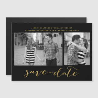 Chic Gold Script Save the Date Magnet Invitations Magnetische Uitnodiging