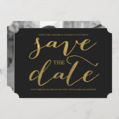 Chic Gold Script Sparen de Uitnodiging van de Datu (Voorkant / Achterkant)