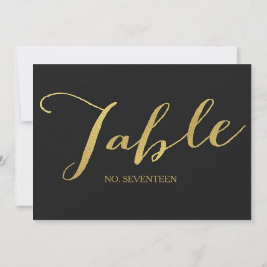 Chic Gold Script Table Number Kaarten (Achterkant)