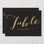 Chic Gold Script Table Number Kaarten (Voorkant / Achterkant)