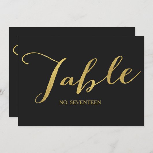 Chic Gold Script Table Number Kaarten (Voorkant / Achterkant)