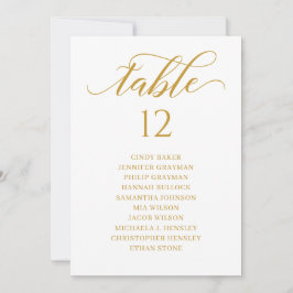 Chic Gold Script Table Number Seating Chart Kaart