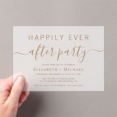 Chic Gold Script Trouwen Na Feest Frosted Acryl Uitnodigingen (Insitu (Draagbaar))