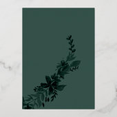 Chic Gold script typografie Floral green bruiloft Folie Uitnodiging (Achterkant)