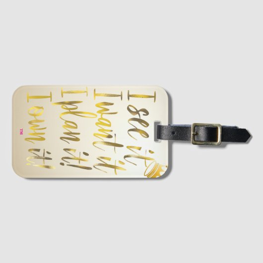 Chic Gold Script Typography Motivational Text  Bagagelabel (Voorkant (horizontaal))